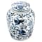 Hello Honey® 8" Blue & White Decorative Bird Ceramic Ginger Jar with Lid